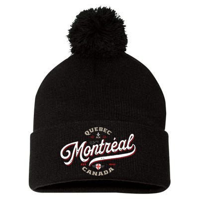 Montreal Canada Vintage Quebec French Canadian Gift Travel Pom Pom 12in Knit Beanie