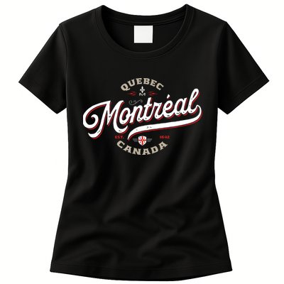 Montreal Canada Vintage Quebec French Canadian Gift Travel Womens T-Shirt