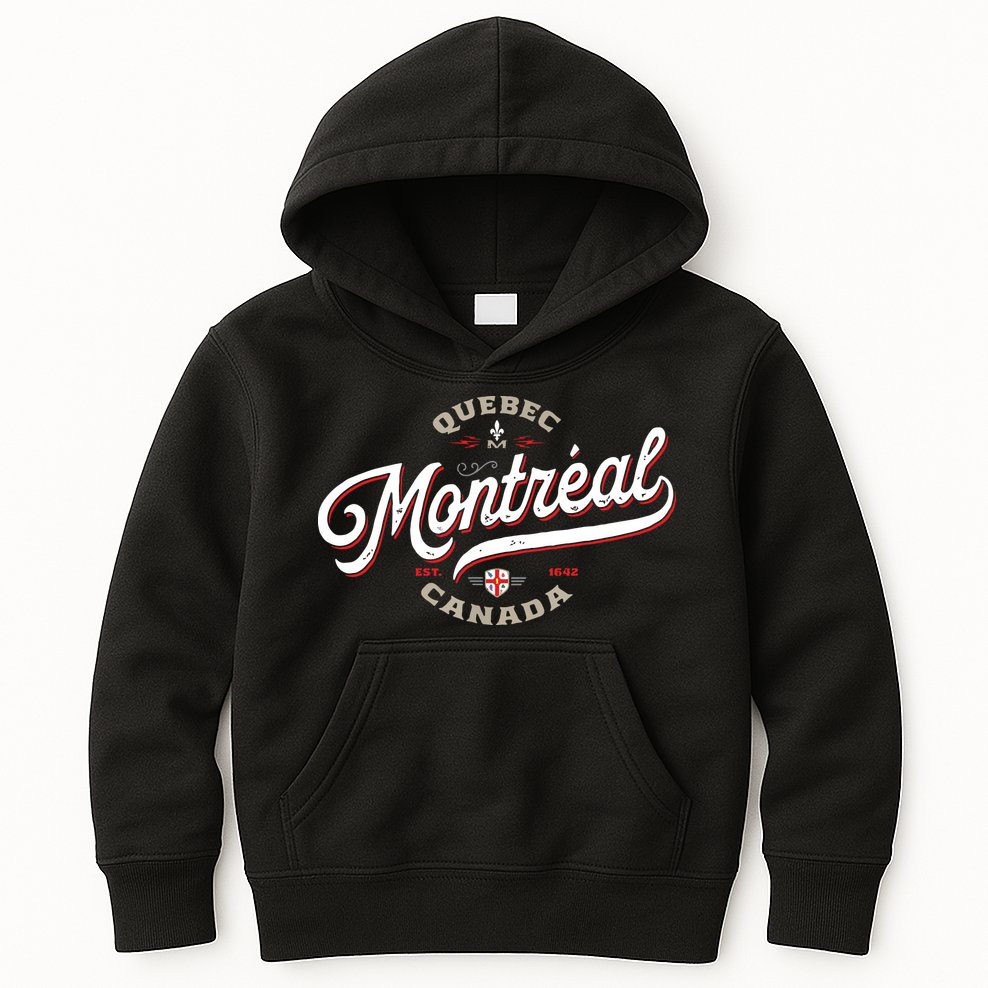 Montreal Canada Vintage Quebec French Canadian Gift Travel Kids Hoodie