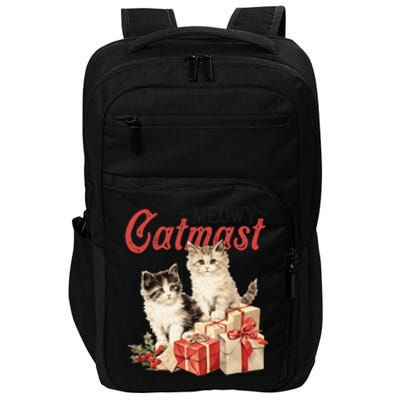 Meowy Catmas Vintage Christmas Cats Impact Tech Backpack