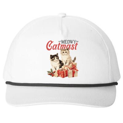 Meowy Catmas Vintage Christmas Cats Snapback Five-Panel Rope Hat