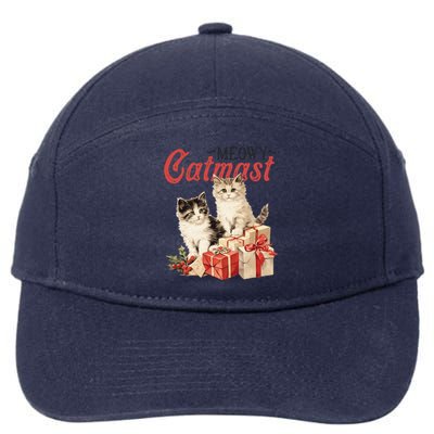 Meowy Catmas Vintage Christmas Cats 7-Panel Snapback Hat