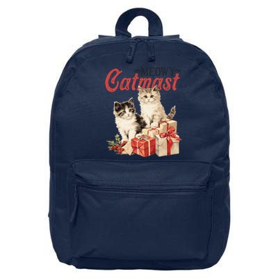 Meowy Catmas Vintage Christmas Cats 16 in Basic Backpack