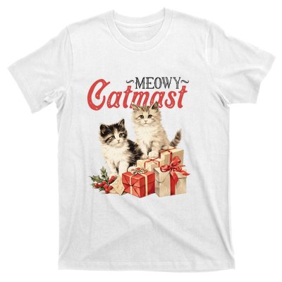 Meowy Catmas Vintage Christmas Cats T-Shirt