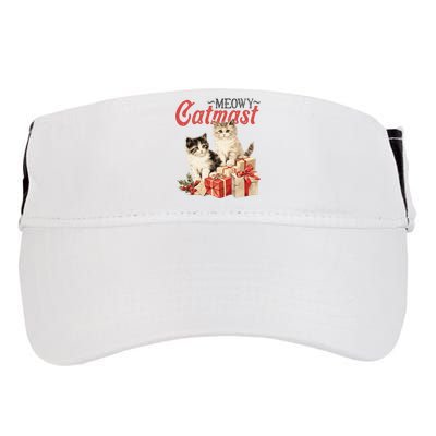 Meowy Catmas Vintage Christmas Cats Adult Drive Performance Visor