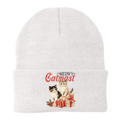 Meowy Catmas Vintage Christmas Cats Knit Cap Winter Beanie