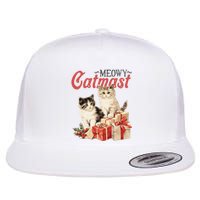 Meowy Catmas Vintage Christmas Cats Flat Bill Trucker Hat