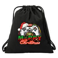Merry Christmas Video Game Controller Xmas Santa Hat Gamer Meaningful Gift Drawstring Bag