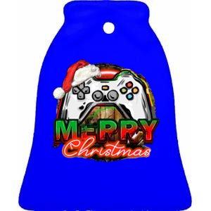 Merry Christmas Video Game Controller Xmas Santa Hat Gamer Meaningful Gift Ceramic Bell Ornament