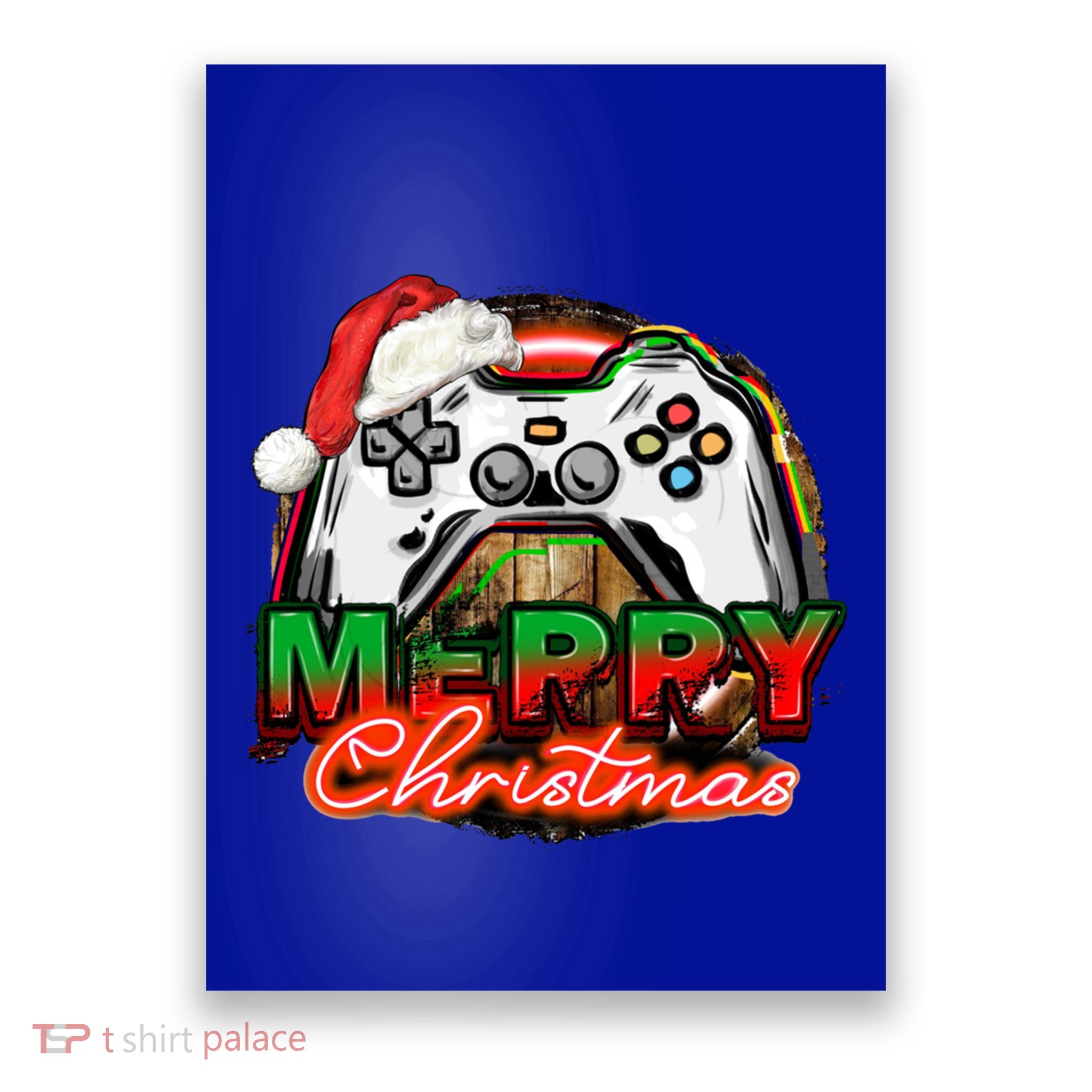 Merry Christmas Video Game Controller Xmas Santa Hat Gamer Meaningful Gift Poster