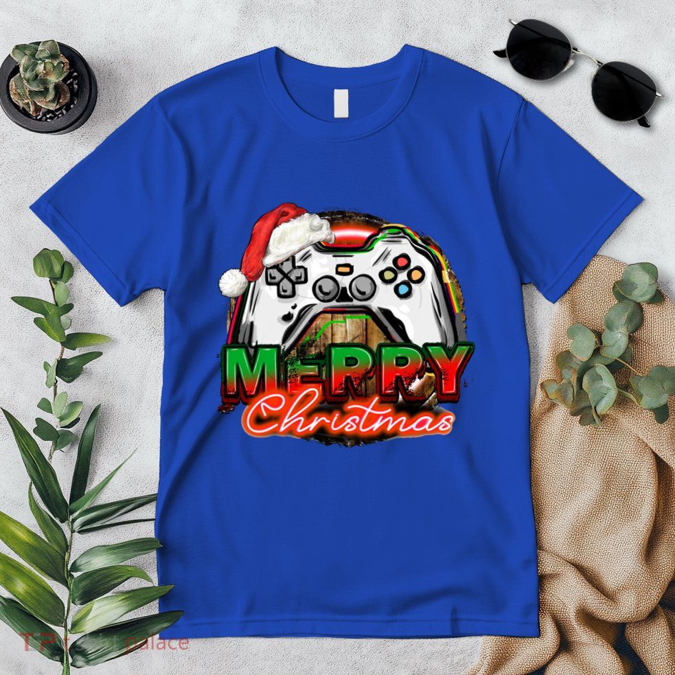 Merry Christmas Video Game Controller Xmas Santa Hat Gamer Meaningful Gift Premium T-Shirt