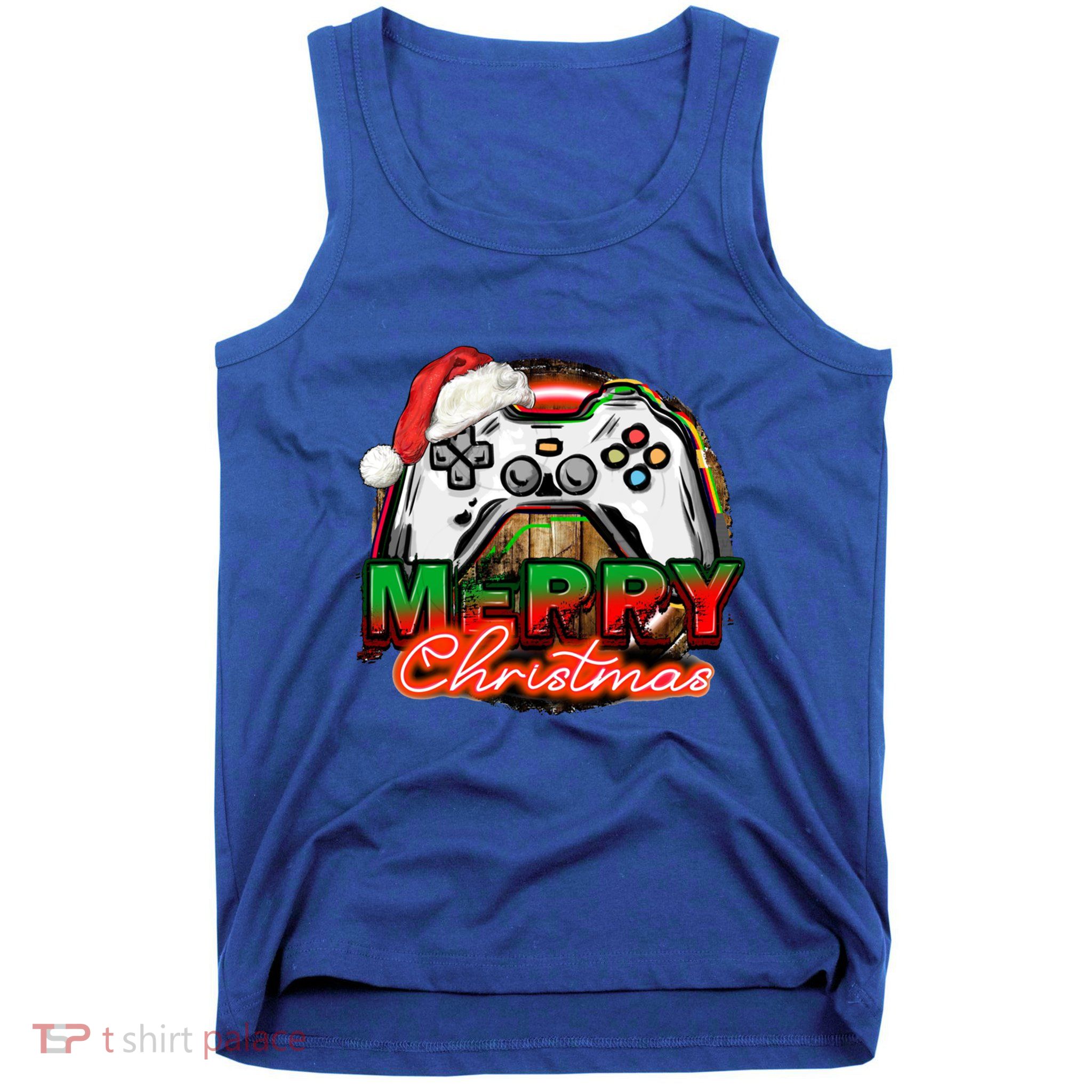 Merry Christmas Video Game Controller Xmas Santa Hat Gamer Meaningful Gift Tank Top