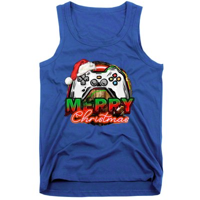 Merry Christmas Video Game Controller Xmas Santa Hat Gamer Meaningful Gift Tank Top