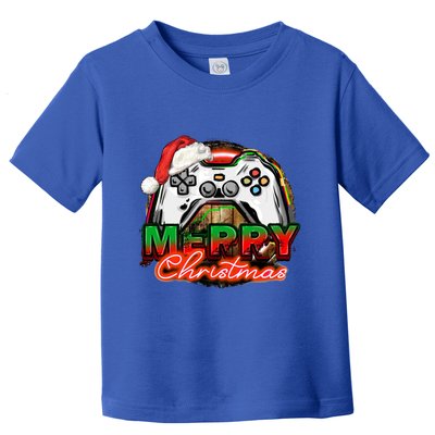 Merry Christmas Video Game Controller Xmas Santa Hat Gamer Meaningful Gift Toddler T-Shirt