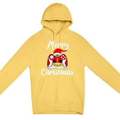 Merry Christmas Video Game Controller Santa Hat Gamer Xmas Gift Premium Pullover Hoodie