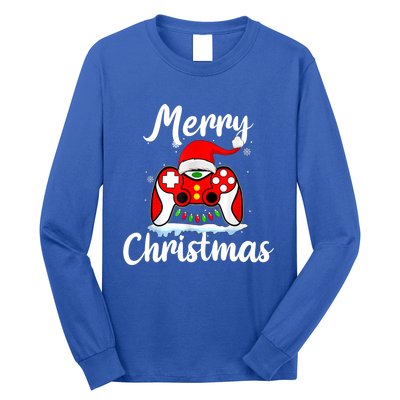 Merry Christmas Video Game Controller Santa Hat Gamer Xmas Gift Long Sleeve Shirt