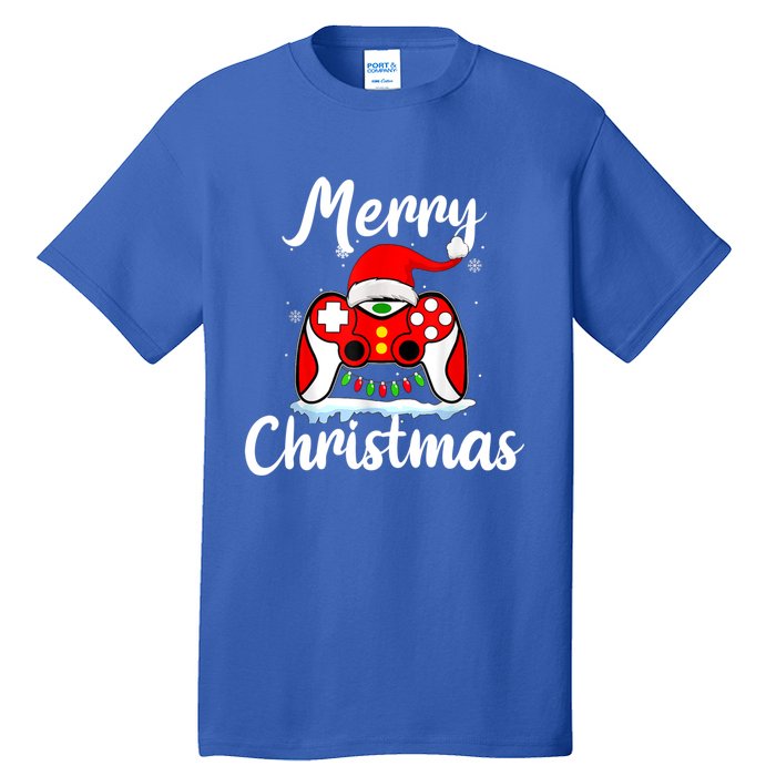 Merry Christmas Video Game Controller Santa Hat Gamer Xmas Gift Tall T-Shirt