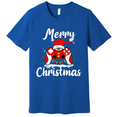 Merry Christmas Video Game Controller Santa Hat Gamer Xmas Gift Premium T-Shirt