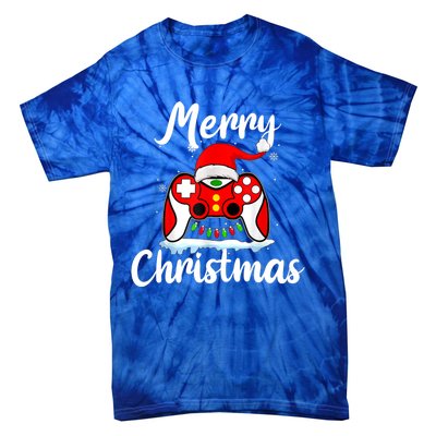 Merry Christmas Video Game Controller Santa Hat Gamer Xmas Gift Tie-Dye T-Shirt