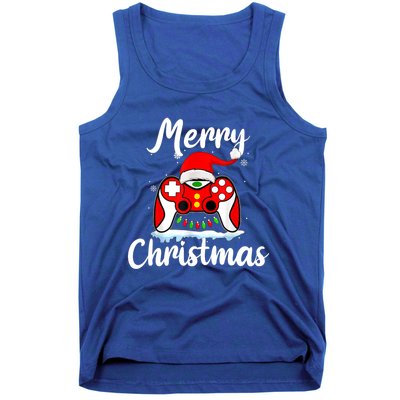 Merry Christmas Video Game Controller Santa Hat Gamer Xmas Gift Tank Top