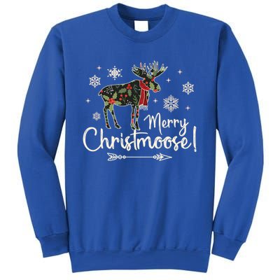 Merry Christmoose Vintage Christmas Moose Holly Snowflakes Gift Sweatshirt