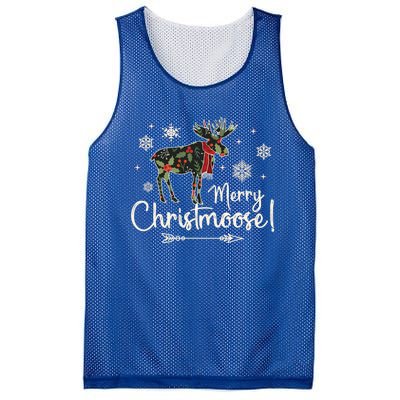 Merry Christmoose Vintage Christmas Moose Holly Snowflakes Gift Mesh Reversible Basketball Jersey Tank