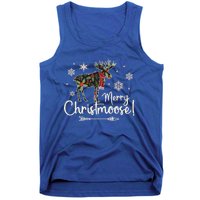 Merry Christmoose Vintage Christmas Moose Holly Snowflakes Gift Tank Top