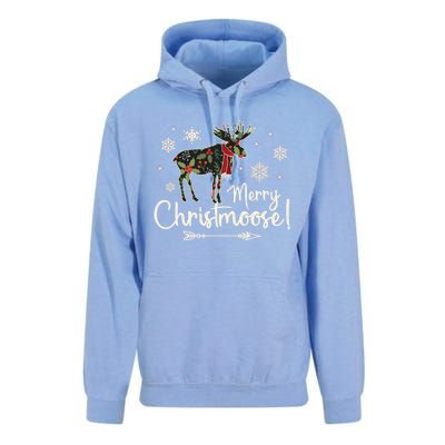 Merry Christmoose Vintage Christmas Moose Holly Snowflakes Gift Unisex Surf Hoodie