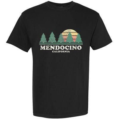 Mendocino Ca Vintage Throwback Retro 70s Design Garment-Dyed Heavyweight T-Shirt