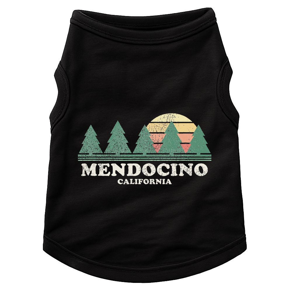 Mendocino Ca Vintage Throwback Retro 70s Design Doggie Tank