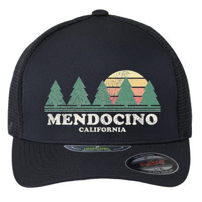 Mendocino Ca Vintage Throwback Retro 70s Design Flexfit Unipanel Trucker Cap