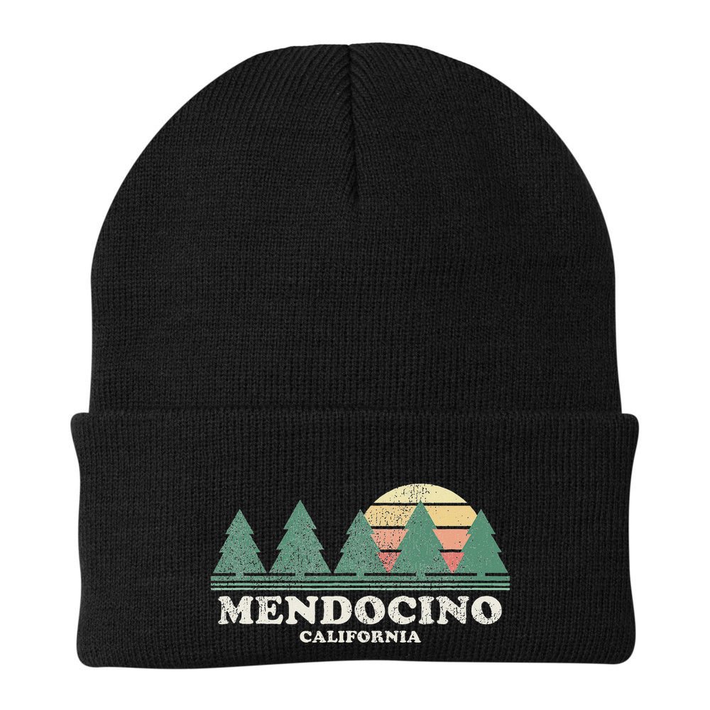 Mendocino Ca Vintage Throwback Retro 70s Design Beanie
