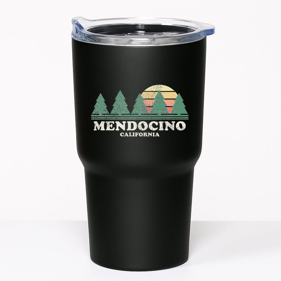 Mendocino Ca Vintage Throwback Retro 70s Design Tumbler