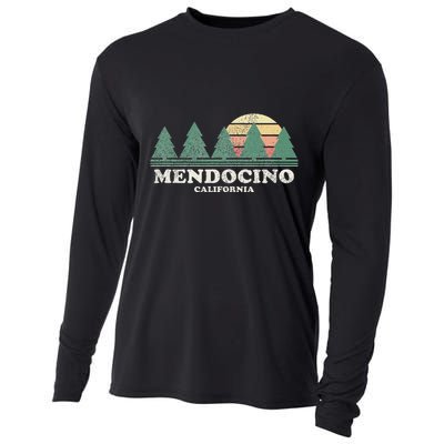 Mendocino Ca Vintage Throwback Retro 70s Design Cooling Performance Long Sleeve Crew