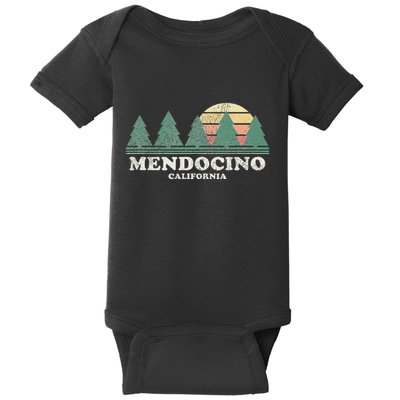 Mendocino Ca Vintage Throwback Retro 70s Design Baby Bodysuit