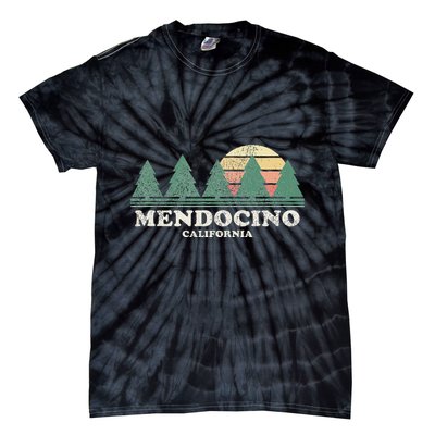 Mendocino Ca Vintage Throwback Retro 70s Design Tie-Dye T-Shirt