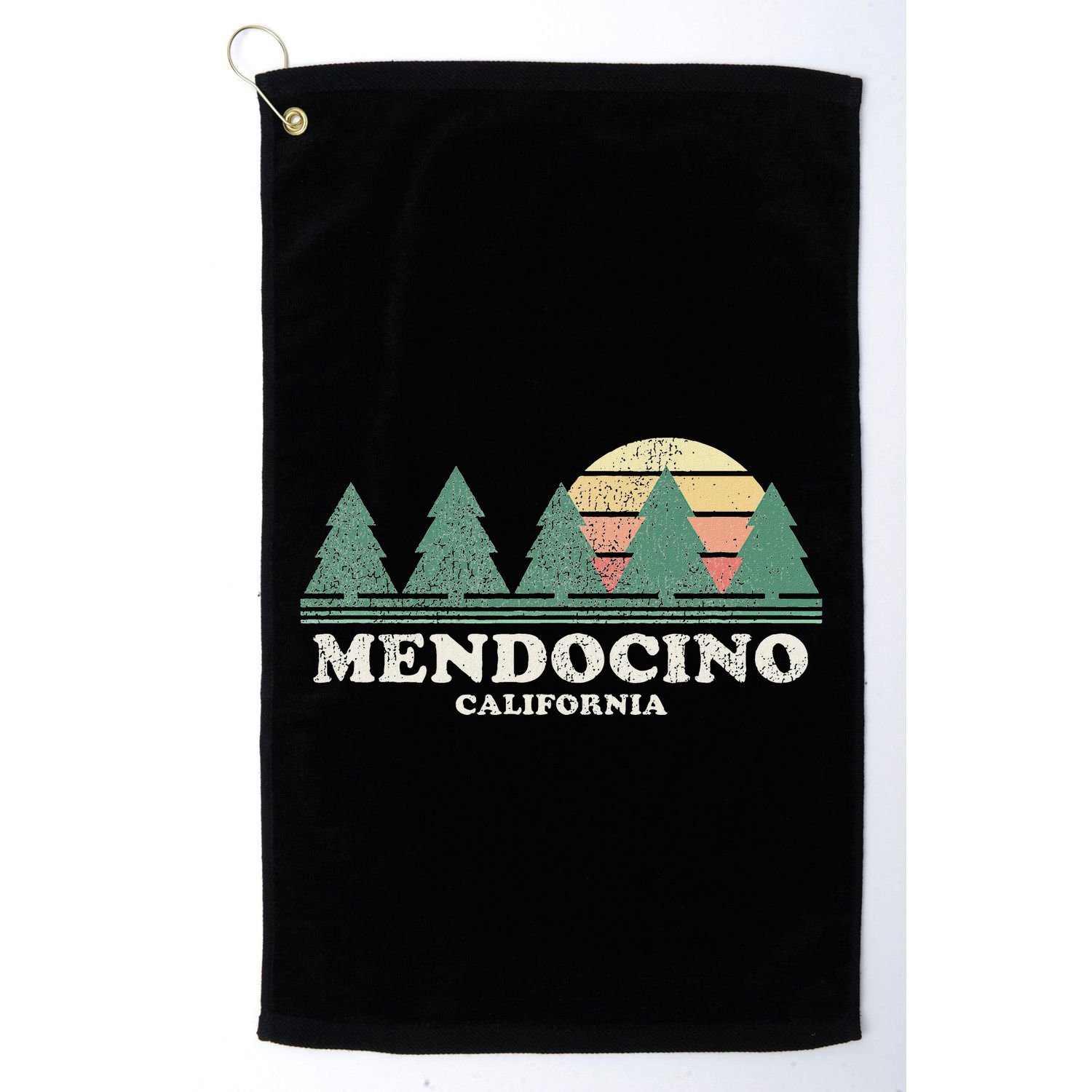 Mendocino Ca Vintage Throwback Retro 70s Design Golf Towel