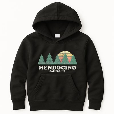 Mendocino Ca Vintage Throwback Retro 70s Design Kids Hoodie