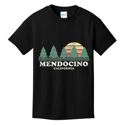 Mendocino Ca Vintage Throwback Retro 70s Design Kids T-Shirt