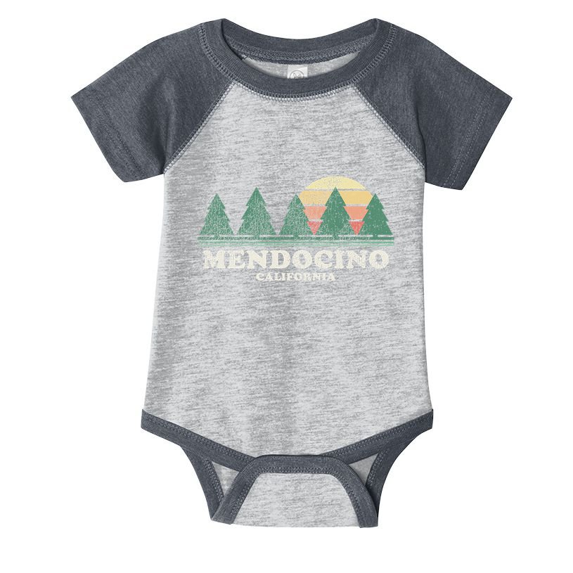 Mendocino Ca Vintage Throwback Retro 70s Design Infant Baby Jersey Bodysuit