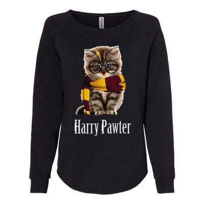 Magic Cat With Glasses  Harry Pawter Funny Womens California Wash Sweatshirt