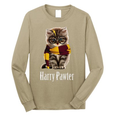 Magic Cat With Glasses  Harry Pawter Funny Long Sleeve Shirt