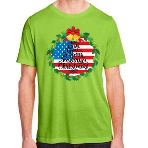 Merry Christmas Wreath Bells Funny Usa Flag Beautiful Cute Adult ChromaSoft Performance T-Shirt