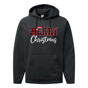 Merry Christmas With Black And Red Plaid Family Performance Fleece Hoodie