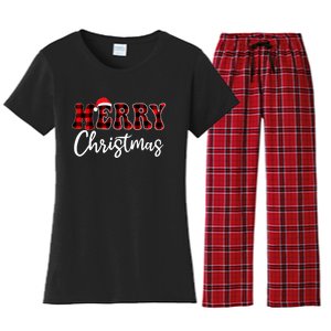 Merry Christmas With Black And Red Plaid Family Women's Flannel Pajama Set