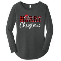 Merry Christmas With Black And Red Plaid Family Women's Perfect Tri Tunic Long Sleeve Shirt