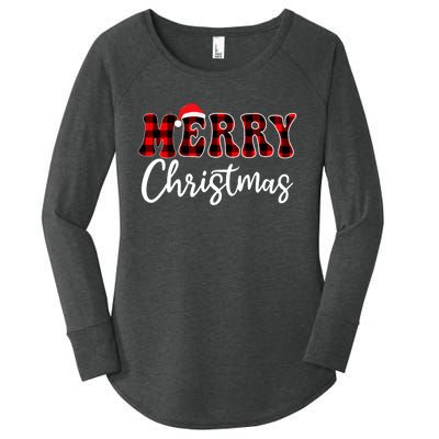 Merry Christmas With Black And Red Plaid Family Women's Perfect Tri Tunic Long Sleeve Shirt