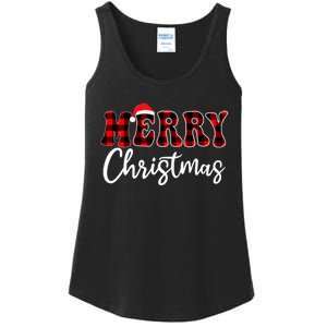 Merry Christmas With Black And Red Plaid Family Ladies Essential Tank