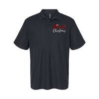 Merry Christmas With Black And Red Plaid Family Softstyle Adult Sport Polo