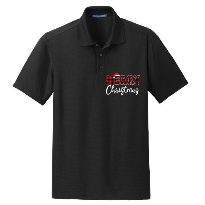 Merry Christmas With Black And Red Plaid Family Dry Zone Grid Polo